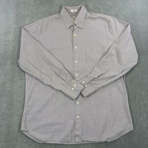 Peter Millar Mens Large Dark Orange Plaid Button Down‎ Shirt